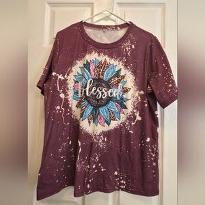 Womens Blessed Graphic T-Shirt with Floral Design
